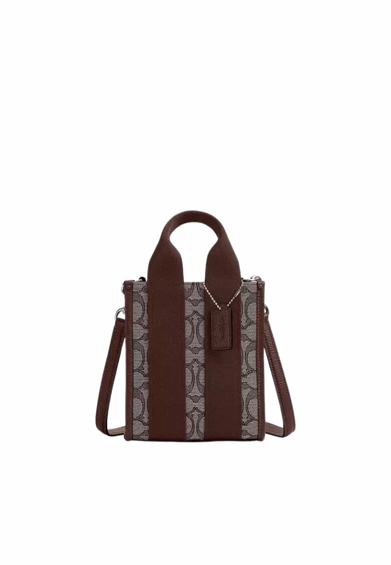 Coach Smith Mini Tote Bag In Signature Jacquard In Oak Maple CCL75