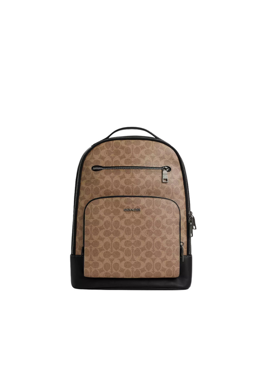 Coach Ethan Backpack In Signature Canvas In Tan Black CV919