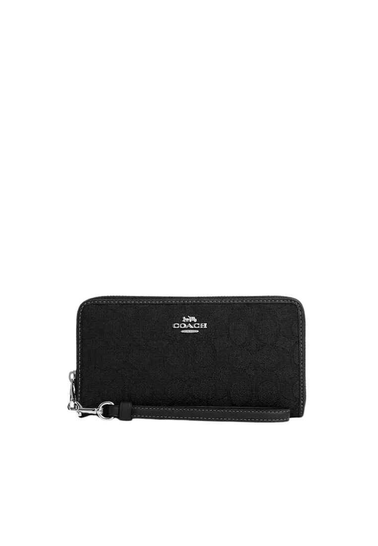 Coach Long Zip Wallet Around In Black CU150