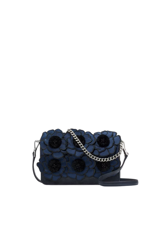 Kate Spade Madison Embroidered Floral Willow Mini Flap Crossbody Bag In Blue Multi KJ047