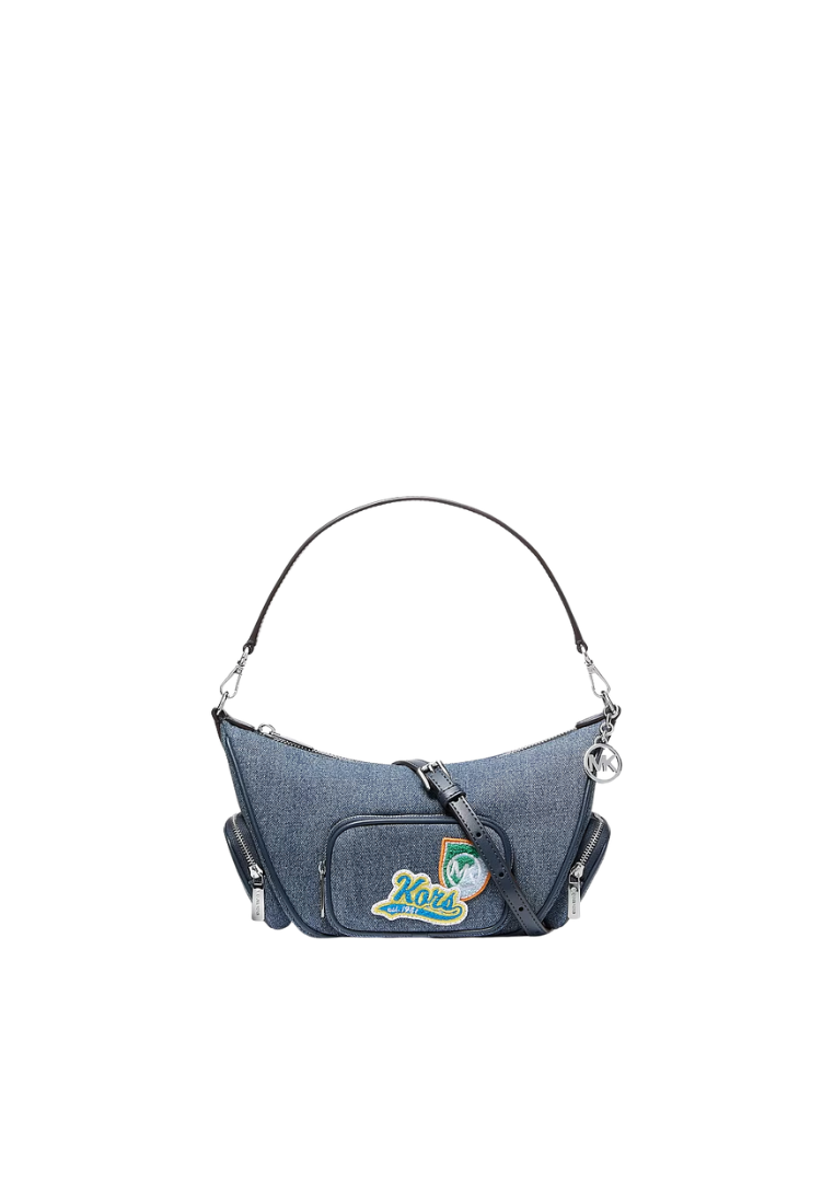 Michael Kors Merritt Small Embellished Denim Convertible Crossbody Bag In Washed Denim 35T6S0WC1B
