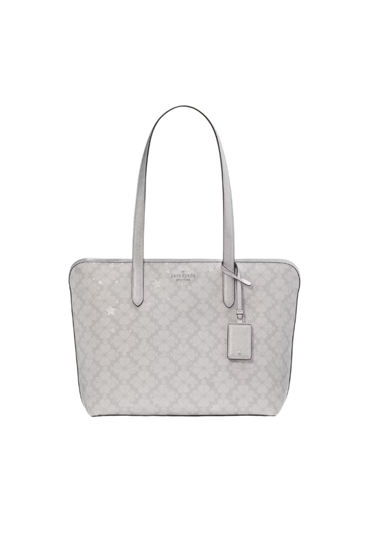 Kate Spade Flower Star Toss Large Tote Bag In Platinum Grey KI912