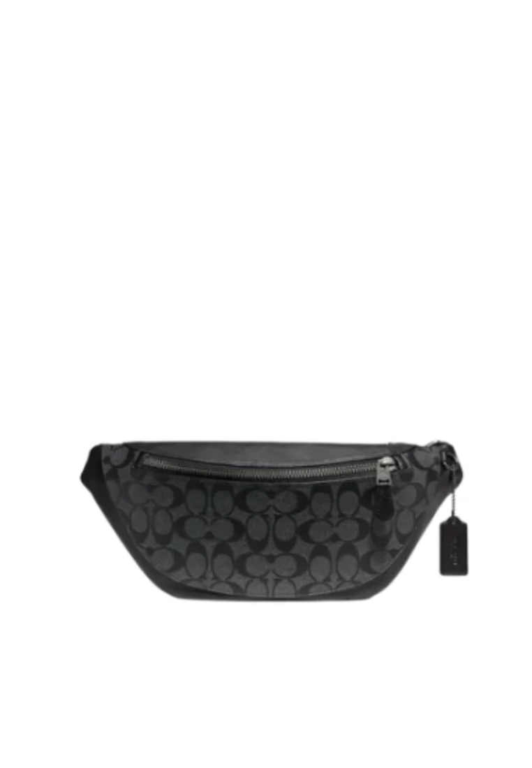 Coach Warren 78777 Belt Bag Signature Canvas In Charcoal Black