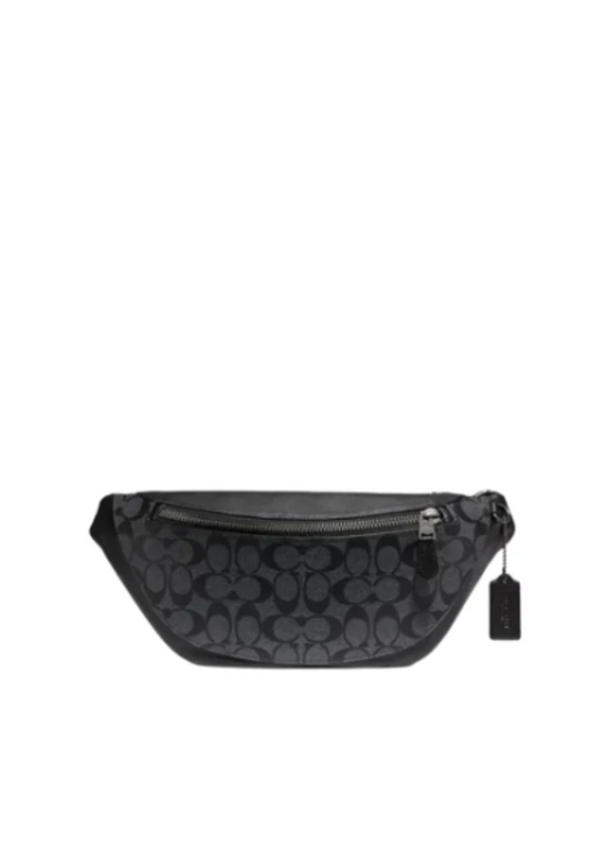 Coach Warren 78777 Belt Bag Signature Canvas In Charcoal Black