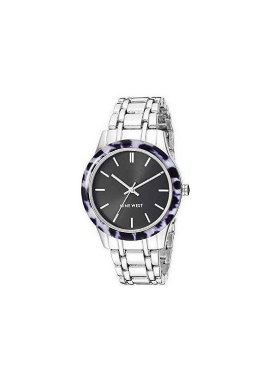 Nine West Black Dial NW2345BKSV Silver Strap Watch