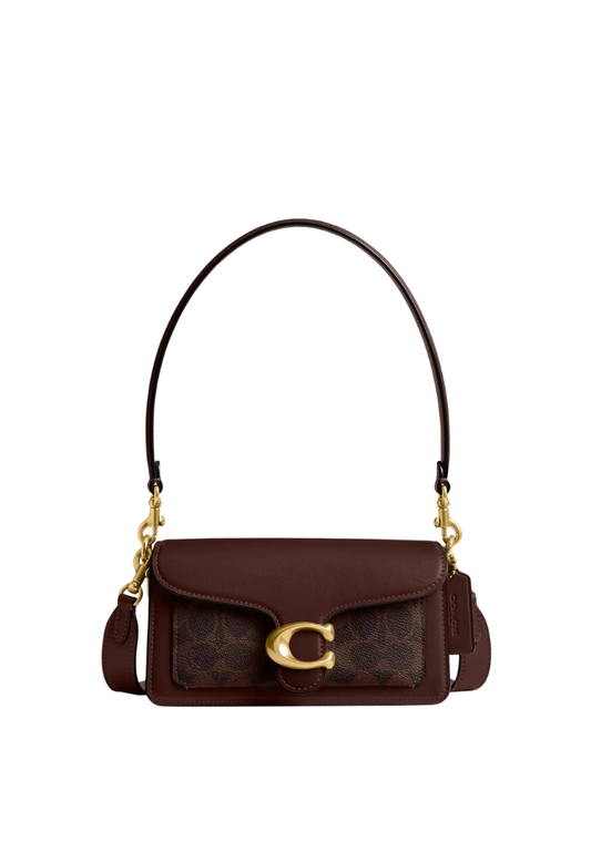 ( PREORDER ) Coach Tabby 20 In Signature Canvas Shoulder Bag In Brass Maple CY200