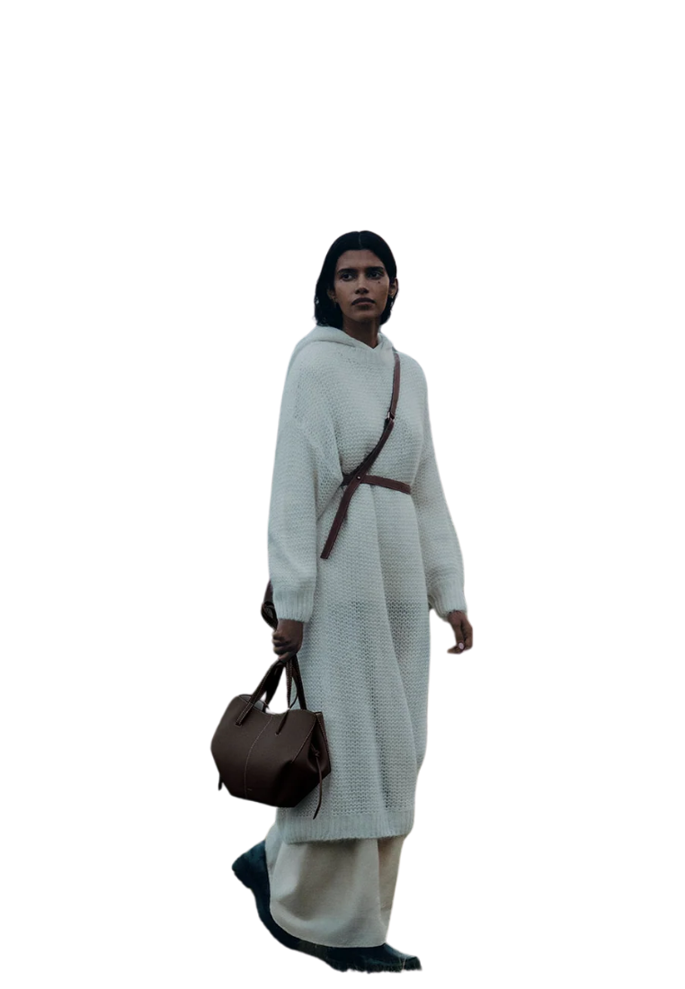 ( PREORDER ) Polene Cyme Mini Shoulder Bag In Textured Ebony