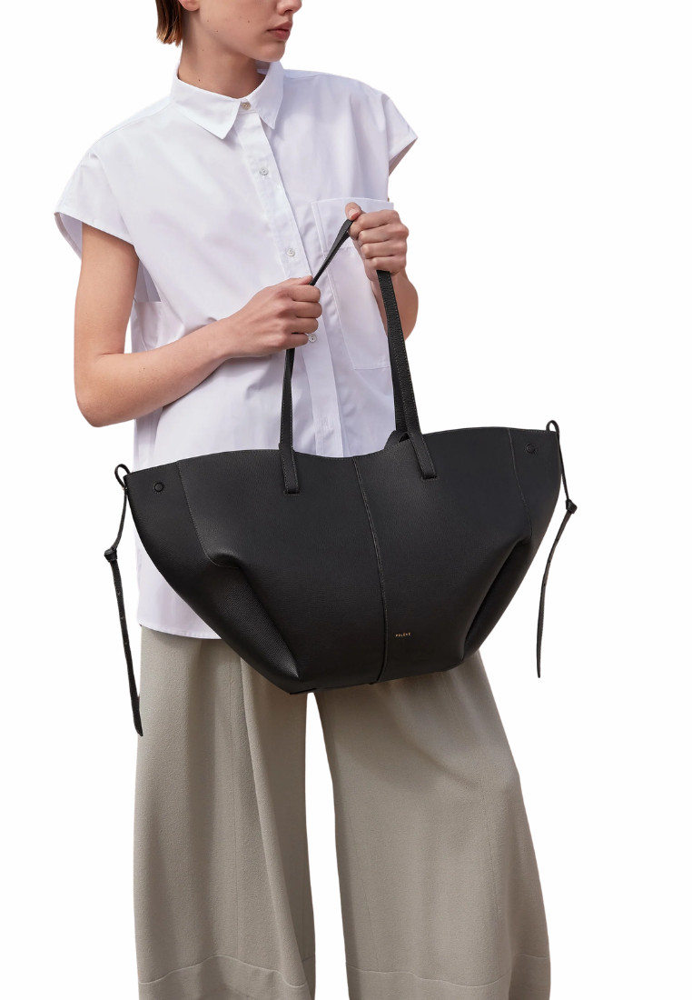 ( PREORDER ) Polene Cyme Tote Bag In Textured Black