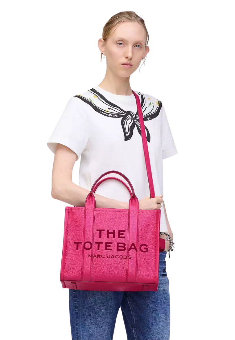 ( PREORDER ) Marc Jacobs The Leather Medium Tote Bag In Rasberry Pink H004L01PF21