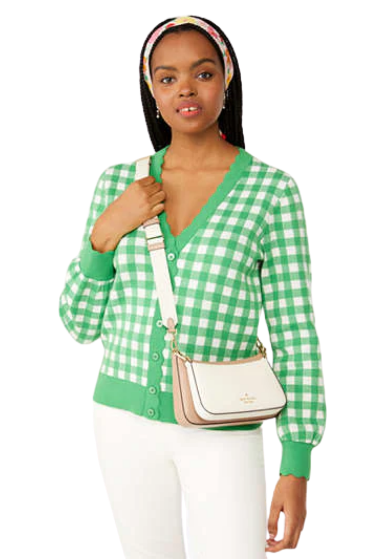 ( PREORDER ) Kate Spade Duet Colorblock Saffiano Leather Small Crossbody Bag In Toasted Hazelnut Multi KH759