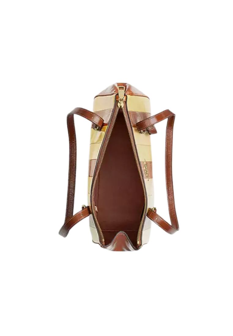 ( PREORDER ) Coach Asher With Striped Patchwork Shoulder Bag In Redwood Multi CDW40