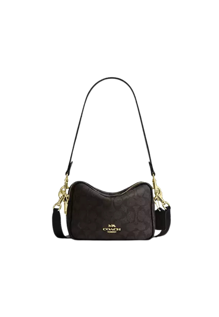 ( PREORDER ) Coach Mini Carey In Signature Canvas Crossbody Bag In Walnut Black CEK69