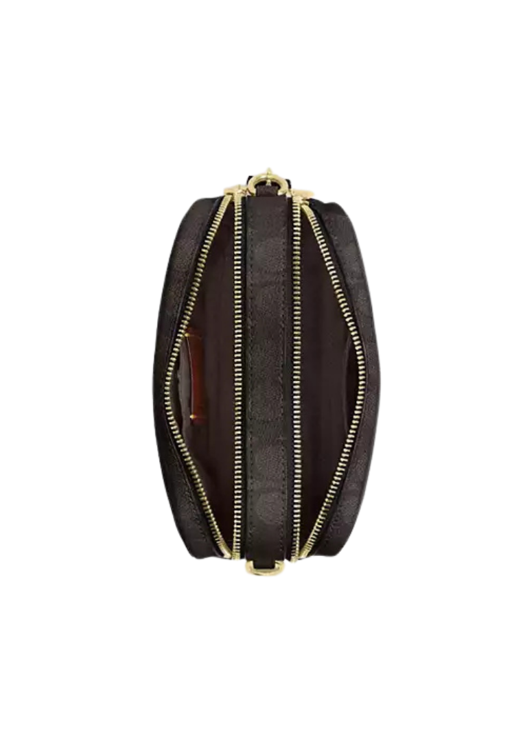 ( PREORDER ) Coach Mini Carey In Signature Canvas Crossbody Bag In Walnut Black CEK69