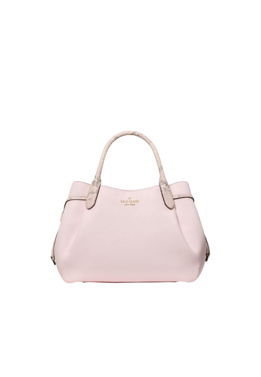 Kate Spade Dumpling Satchel Bag Pebble and Snake Embossed Large In Shimmer Pink KK096