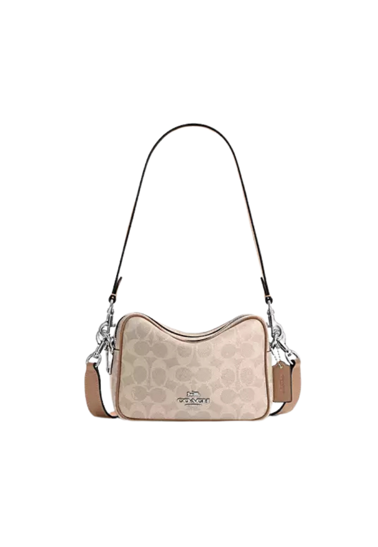 ( PREORDER ) Coach Mini Carey In Signature Canvas Crossbody Bag In Sand Taupe CEK69