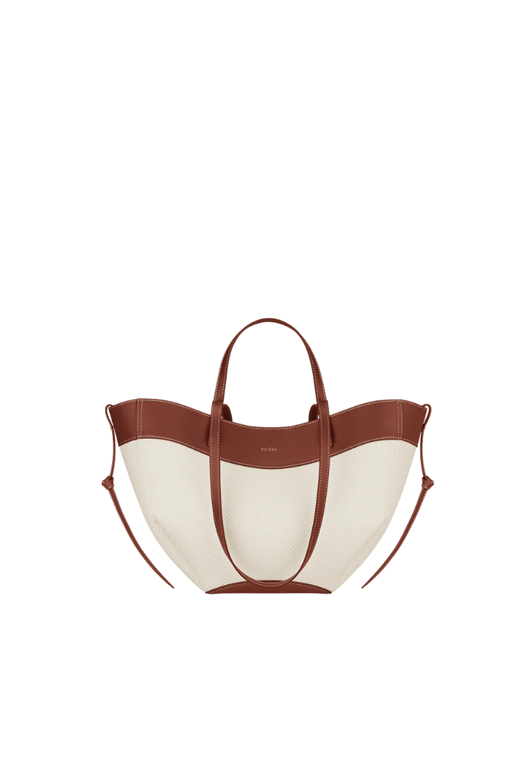 ( PREORDER ) Polene Cyme Mini Tote Bag In Cognac Canvas