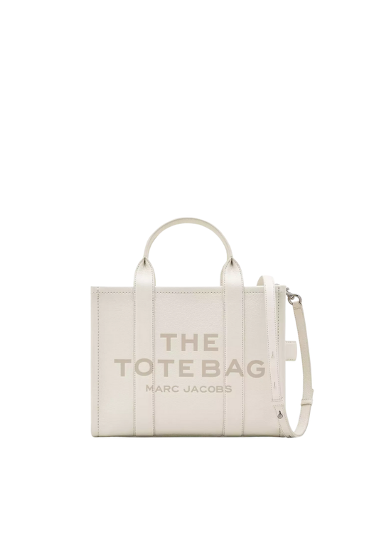 ( PREORDER ) Marc Jacobs The Leather Medium Tote Bag In Cotton Silver H004L01PF21