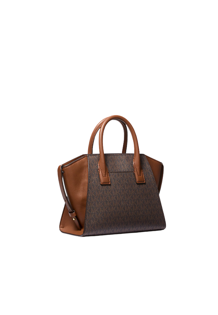 ( PREORDER ) Michael Kors Avril Small Logo and Leather Satchel Bag In Brown 35F4G4VS1B