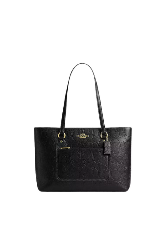 ( PREORDER ) Coach Station In Signature Leather Tote Bag In Gold Black CCD49