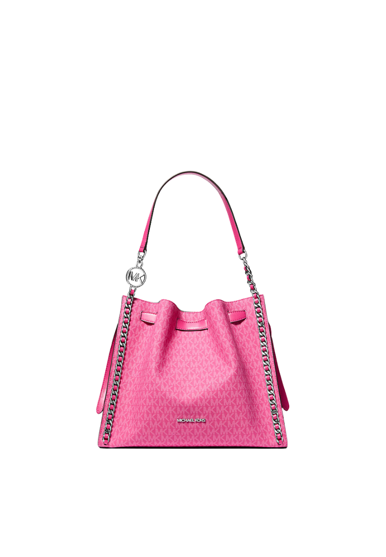 ( PREORDER ) Michael Kors Mina Large Signature Logo Chain Shoulder Bag In Dragonfruit 35H3S4ML3V