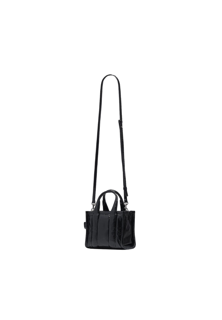 Marc Jacobs The Shiny Crinkle Leather Mini Tote Bag In Black H064L03FA22