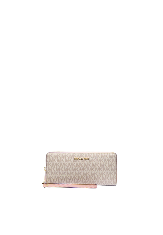 Michael Kors Women's Large Signature 35F8GTVT3B Jet Set Travel Continental Wallet In Powder Blush Multi