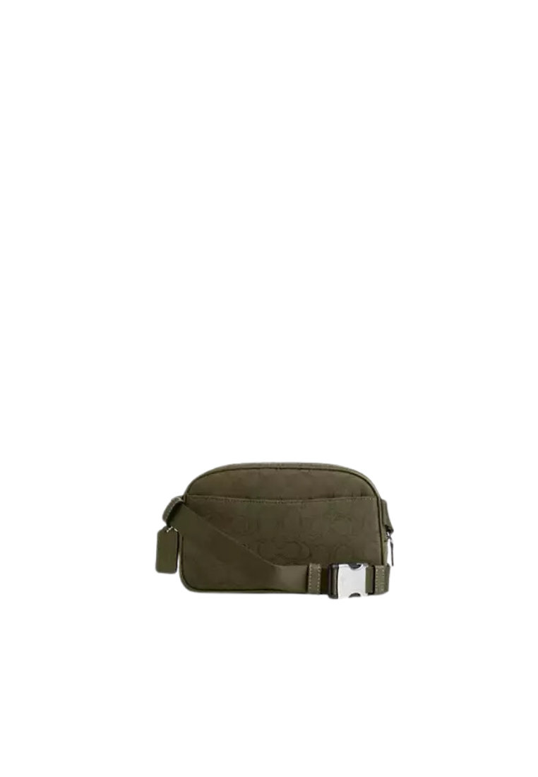 ( PREORDER ) Coach Pace Belt Bag Signature Jacquard In Silver Olive Drab CT860