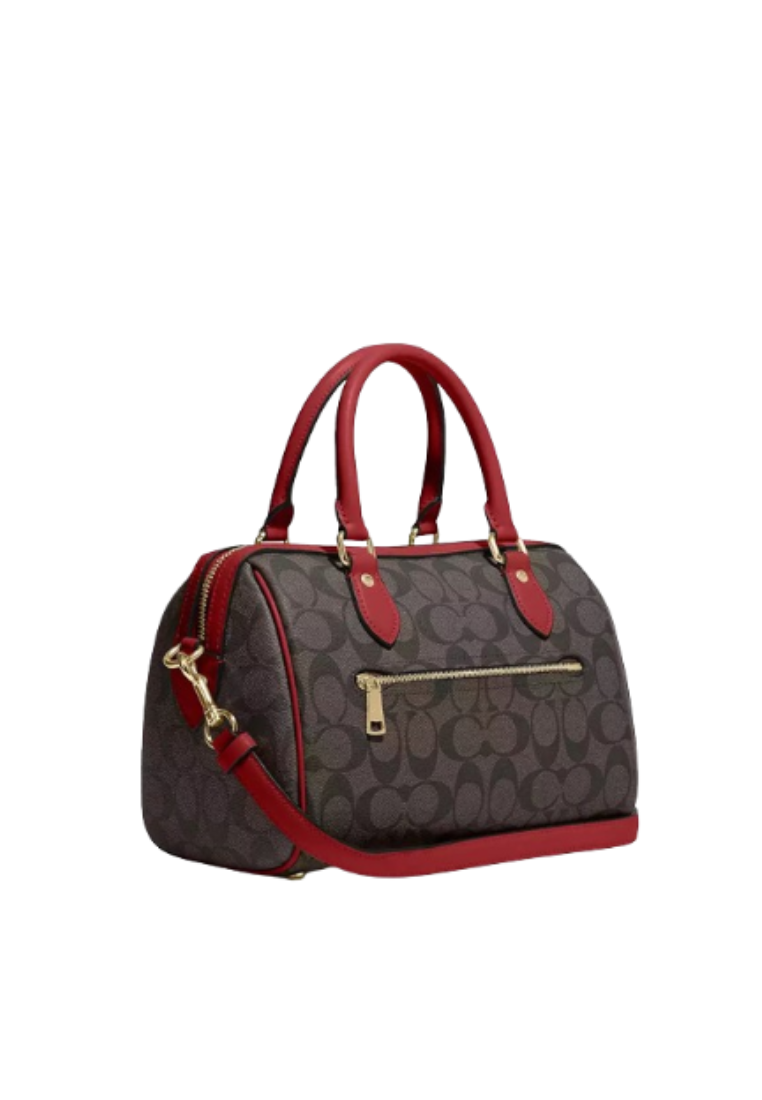 Coach Rowan CH280 Satchel In Signature Canvas In Brown Red