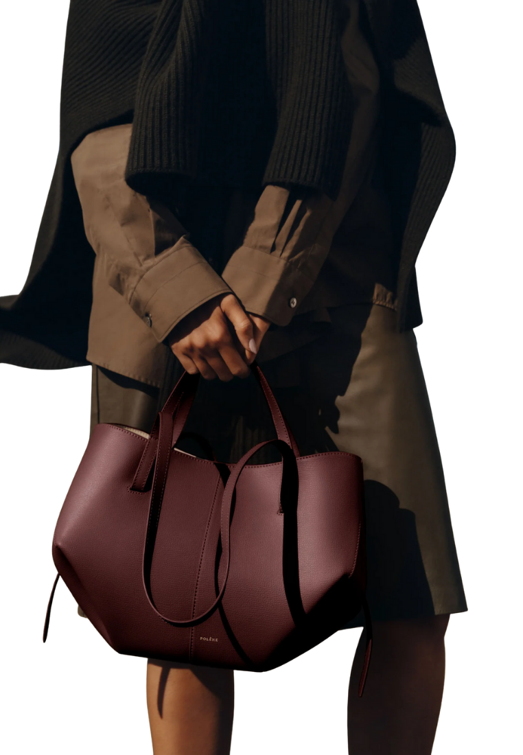 ( PREORDER ) Polene Cyme Mini Shoulder Bag In Textured Black Cherry