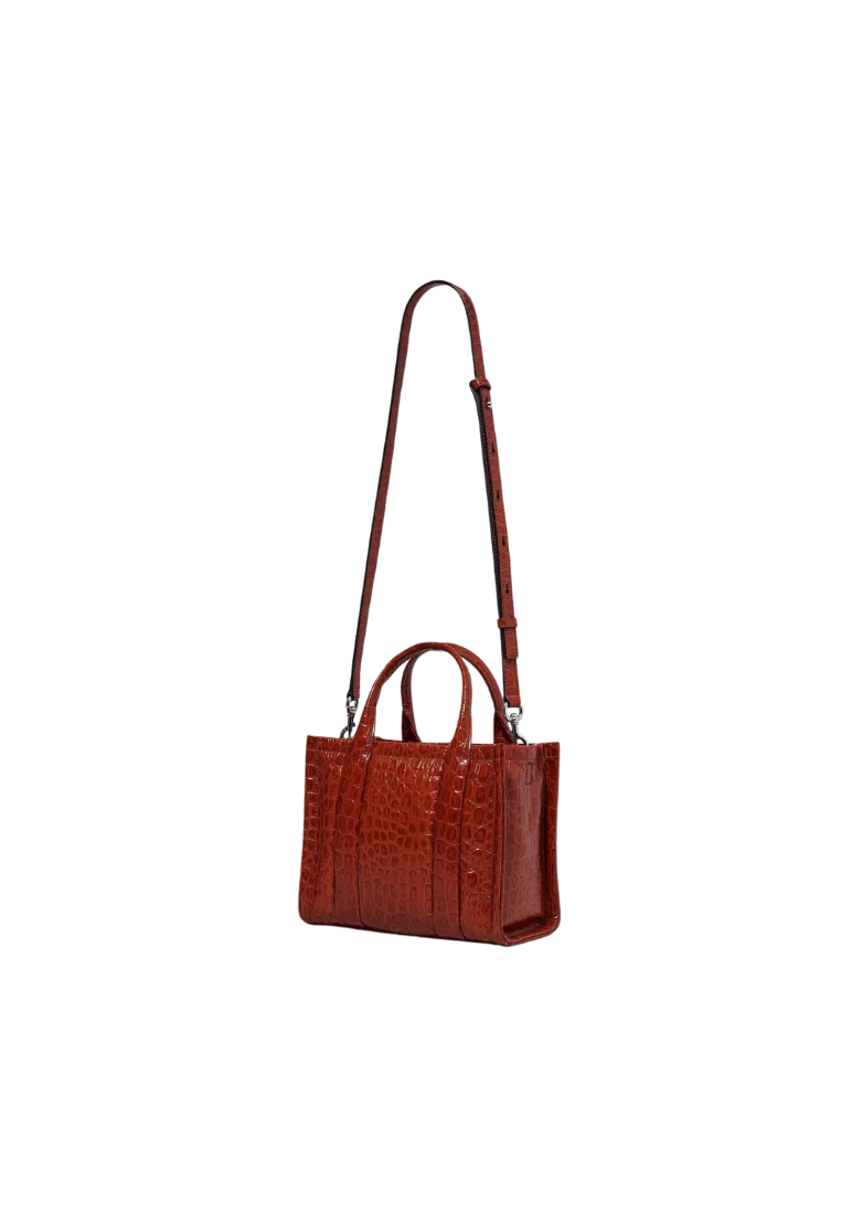 Marc Jacobs The Croc-Embossed Small Tote Bag In Spice Brown H022L01RE22