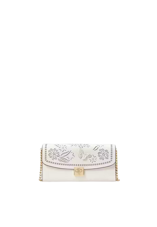 ( PREORDER ) Kate Spade Phoebe Perforated Turnlock Wallet In Meringue KK916