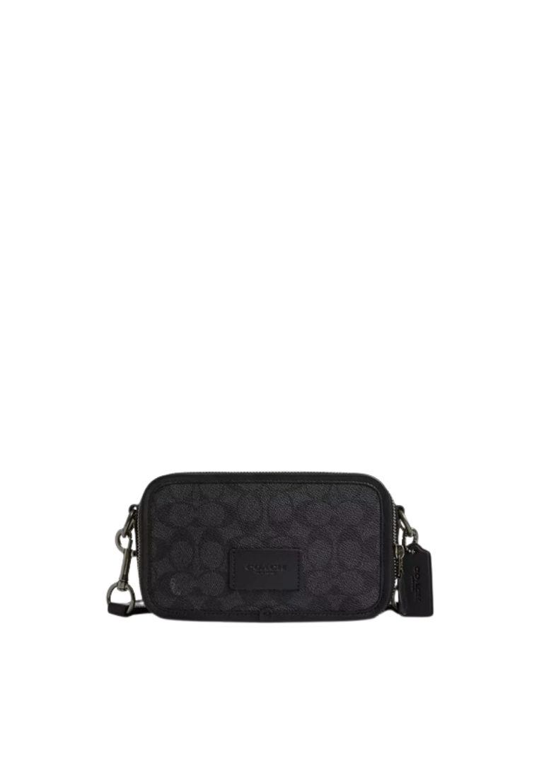 ( PREORDER ) Coach Wyatt In Signature Canvas Crossbody Bag In Gunmetal Charcoal Black CW365