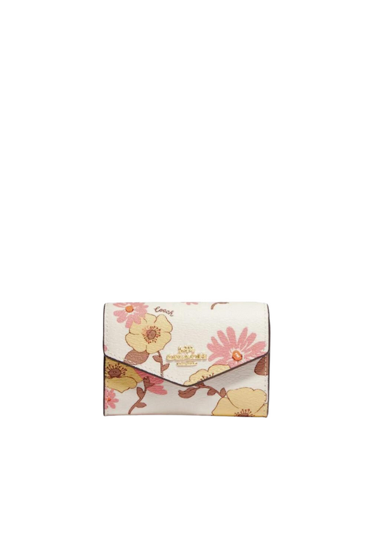 Coach Flap Card Case CH203 With Floral Cluster Print In Chalk Multi