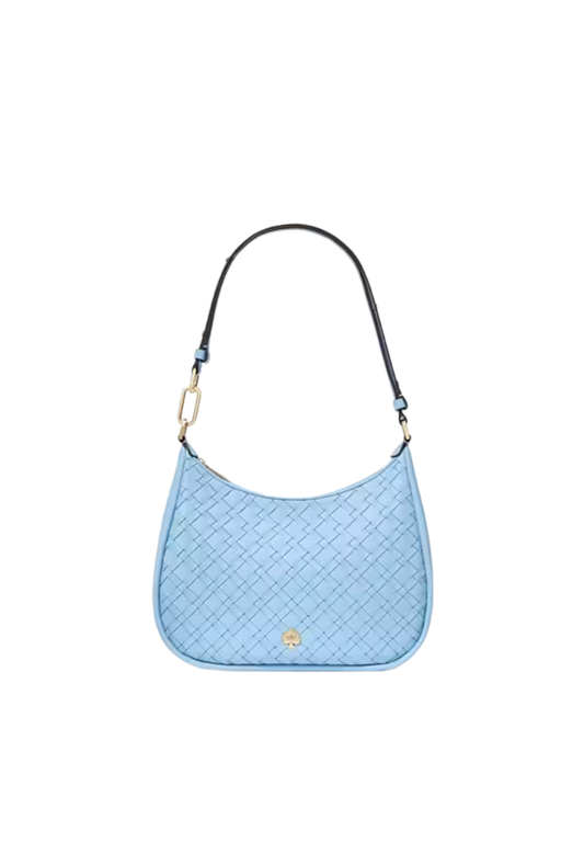 ( PREORDER ) Kate Spade Kayla Woven Leather Large Shoulder Bag In Mountauk Blue KL027