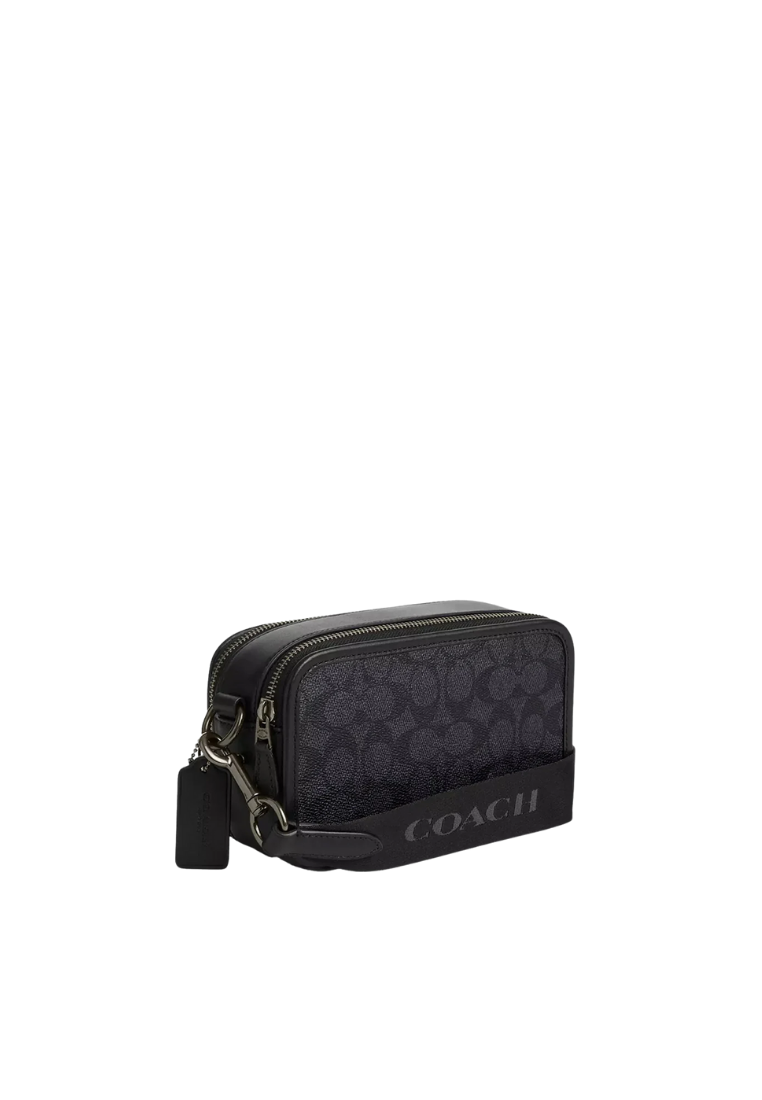 ( PREORDER ) Coach Wyatt In Signature Canvas Crossbody Bag In Gunmetal Charcoal Black CW365