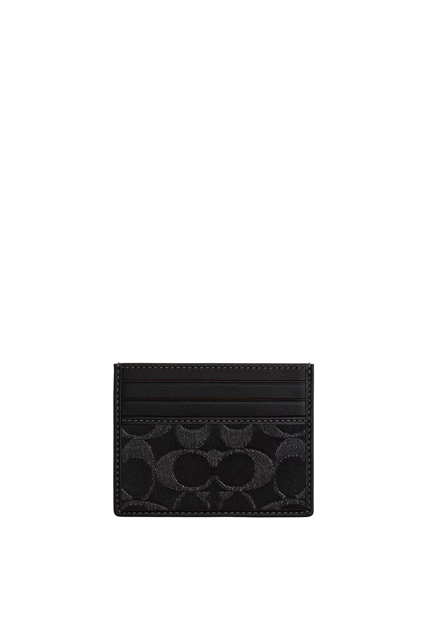 Coach Slim ID Card Case Signature Denim In Black Badlands CP224