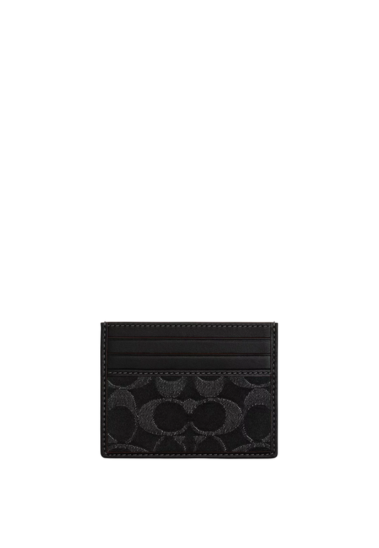 Coach Slim ID Card Case Signature Denim In Black Badlands CP224