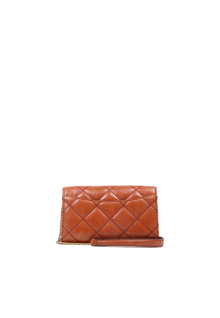 Tory Burch Willa Shine Chain Wallet In Dark Whiskey 174126