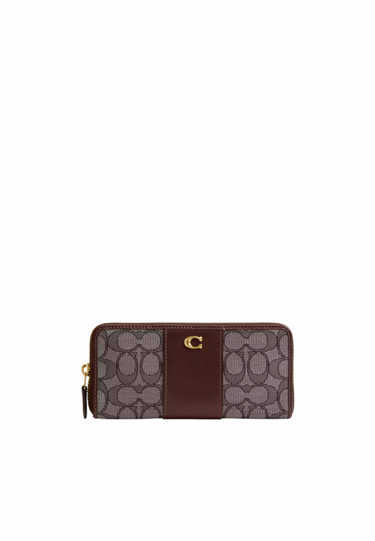 ( PREORDER ) Coach Essential Slim Accordian Zip In Signature Jacquard Wallet In Oak Maple CCC94