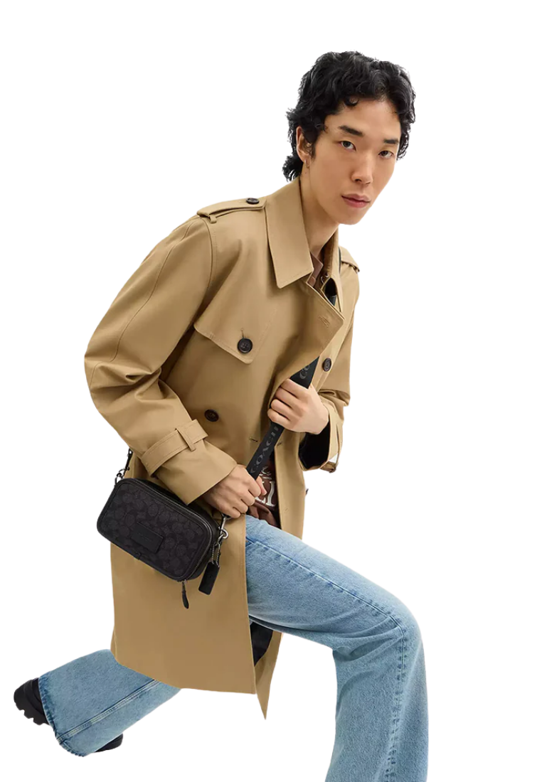 ( PREORDER ) Coach Wyatt In Signature Canvas Crossbody Bag In Gunmetal Charcoal Black CW365