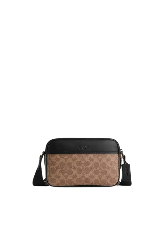 ( PREORDER ) Coach Graham In Signature Canvas Crossbody Bag In Tan Black CV921