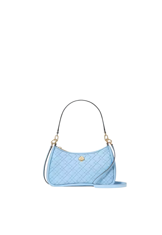 ( PREORDER ) Kate Spade Kayla Woven Leather Small Shoulder Bag In Mountauk Blue KL026