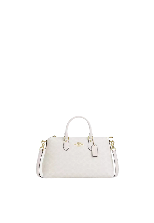 ( PREORDER ) Coach Georgia Satchel Bag In Gold White Chalk CW422