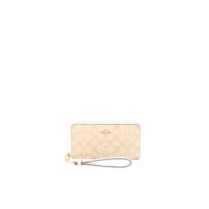 ( AS IS ) Coach Signature Long C4452 Zip Around Wallet In Light Khaki Chalk