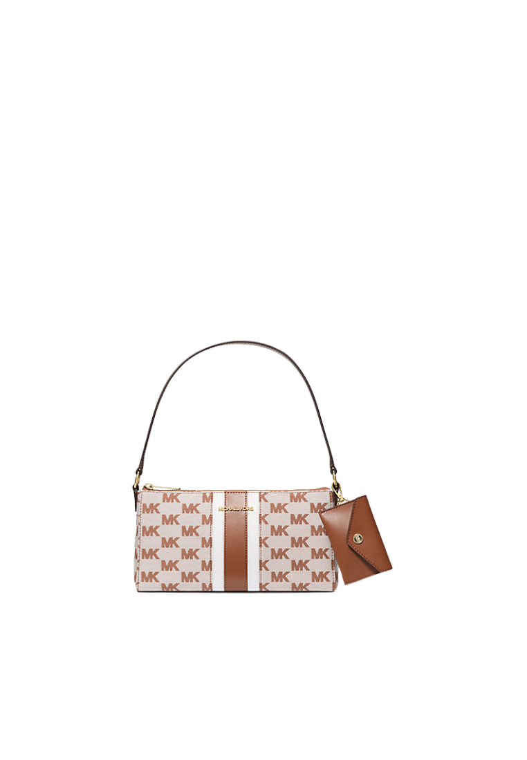 Michael Kors Vincent Medium Logo Jacquard Pochette Shoulder Bag With Card Case In Luggage 35R5G2VC6J