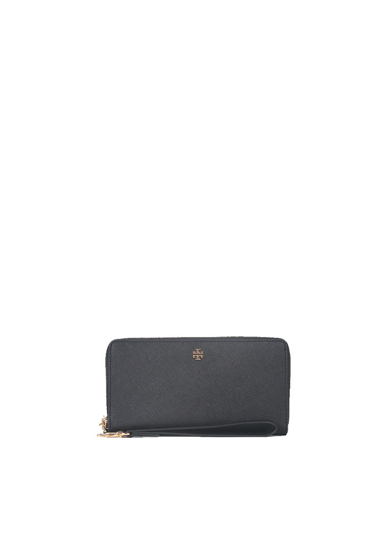 Tory Burch Emerson Wristlet Zip Continental Wallet In Black 162752