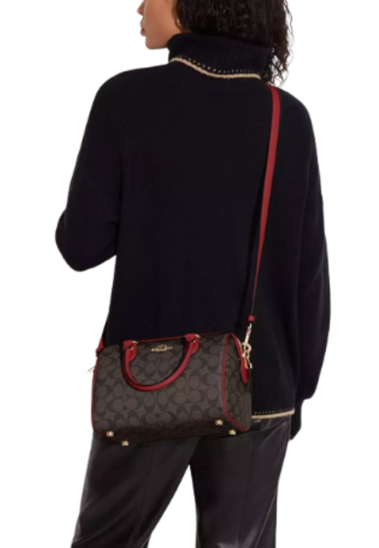 Coach Rowan CH280 Satchel In Signature Canvas In Brown Red