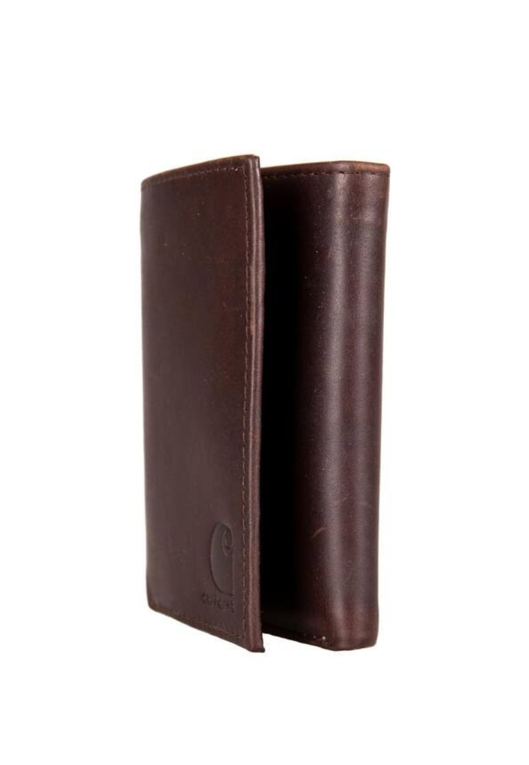 ( AS IS ) Carhartt Oil Tan Trifold Wallet WW0219 In Dark Brown