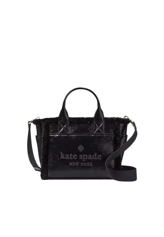 Kate Spade Jett Faux Shearling Small Tote Bag In Black KE516