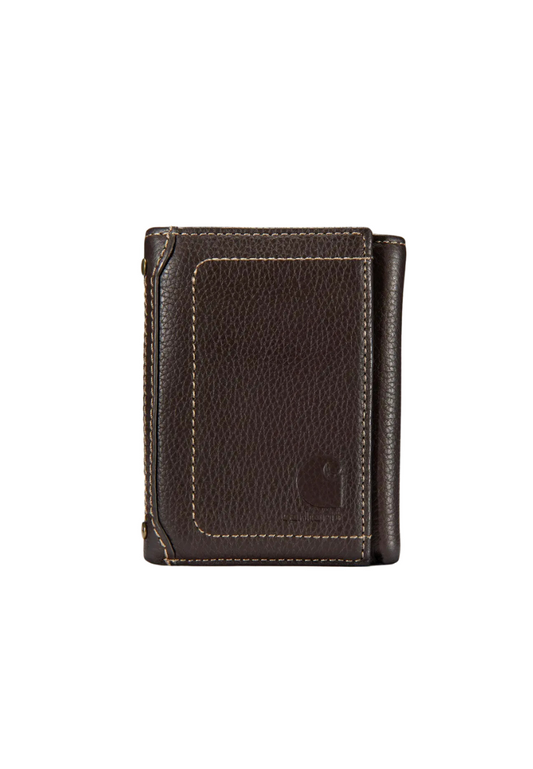 Carhartt Pebble Leather Trifold Wallet In Dark Brown WW0209